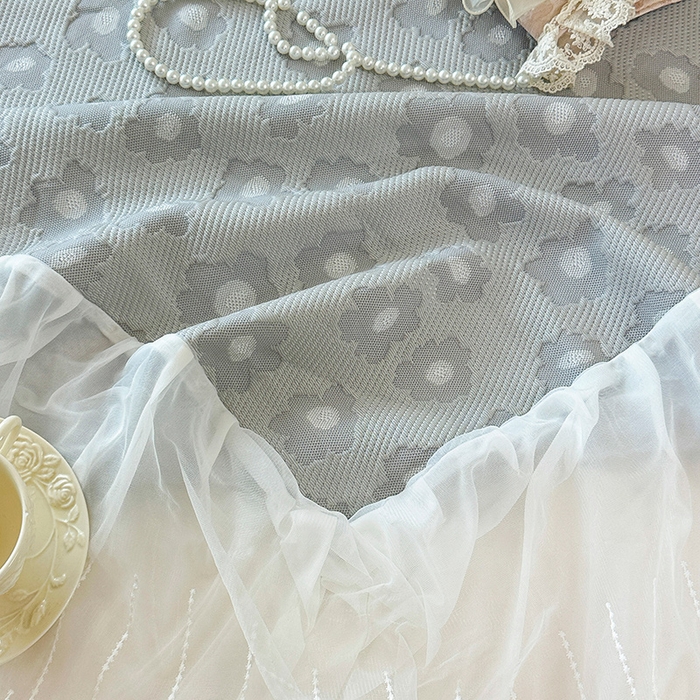 91家纺网 家纺一手货源 找家纺 芷卧 2025新款凉豆豆PE凉感刺绣双层花边床裙款冰豆豆凉席三件套（提供买家秀） 初夏-暮色灰