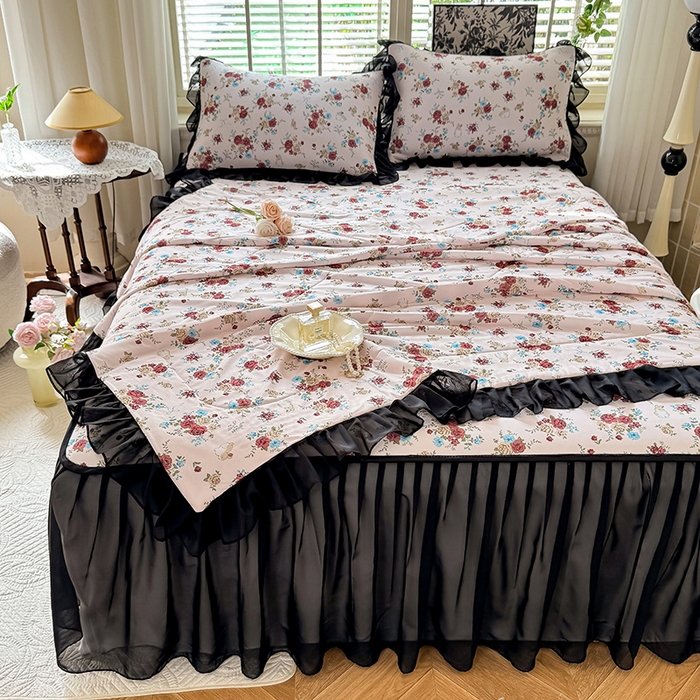 大麦家纺 2025新款碳光冰丝软席子凉席-床裙款 春风细叶