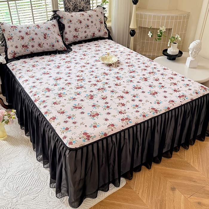 91家纺网 家纺一手货源 找家纺 大麦家纺 2025新款碳光冰丝软席子凉席-床裙款 春风细叶