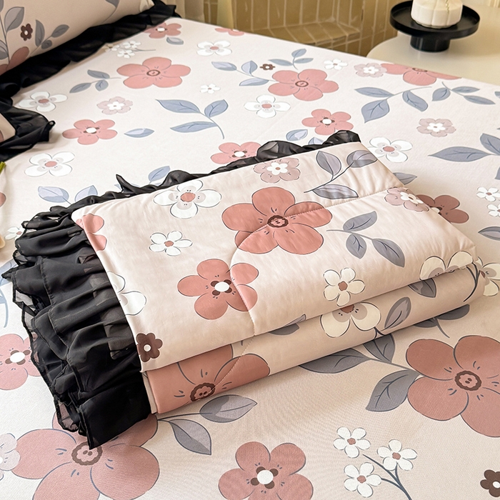 91家纺网 家纺一手货源 找家纺 大麦家纺 2025新款碳光冰丝软席子凉席-床裙款 美姬