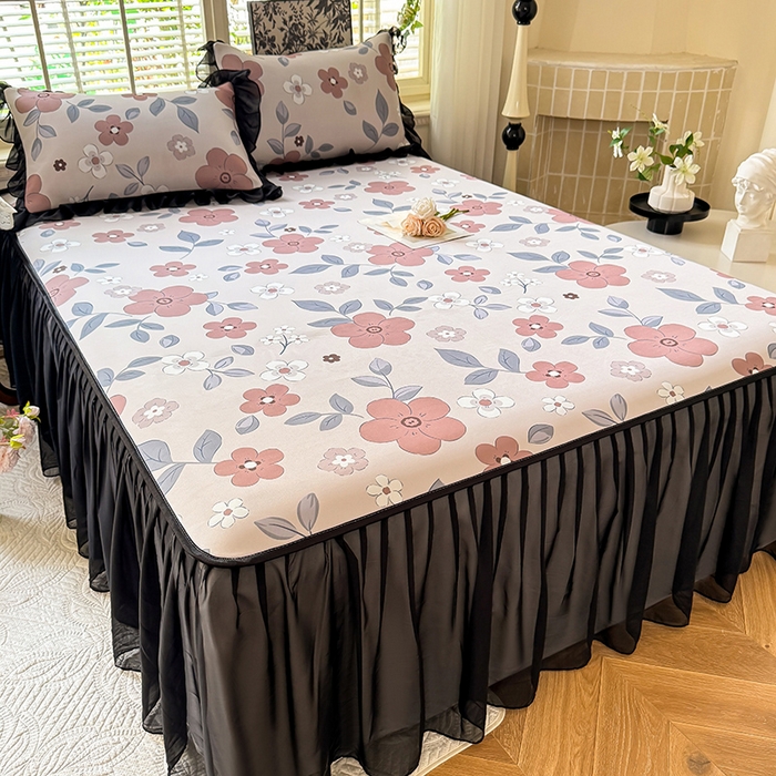 91家纺网 家纺一手货源 找家纺 大麦家纺 2025新款碳光冰丝软席子凉席-床裙款 美姬