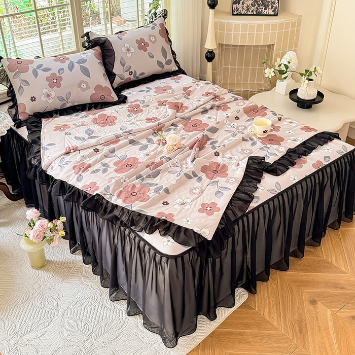 91家纺网 家纺一手货源 找家纺 大麦家纺 2025新款碳光冰丝软席子凉席-床裙款 美姬