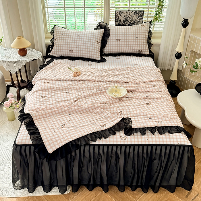 91家纺网 家纺一手货源 找家纺 大麦家纺 2025新款碳光冰丝软席子凉席-床裙款 布里奥