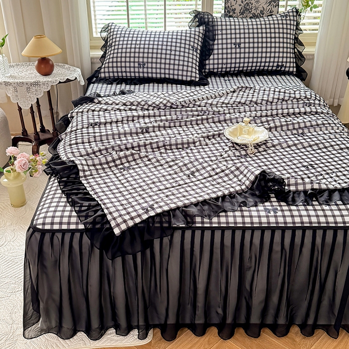 大麦家纺 2025新款碳光冰丝软席子凉席-床裙款 清格