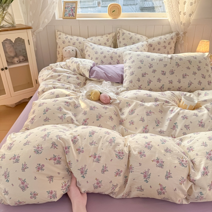 91家纺网 家纺一手货源 找家纺 （总）丝芙妮家居（原乐视家纺） 2025春夏新款水洗皱皱棉印花四件套