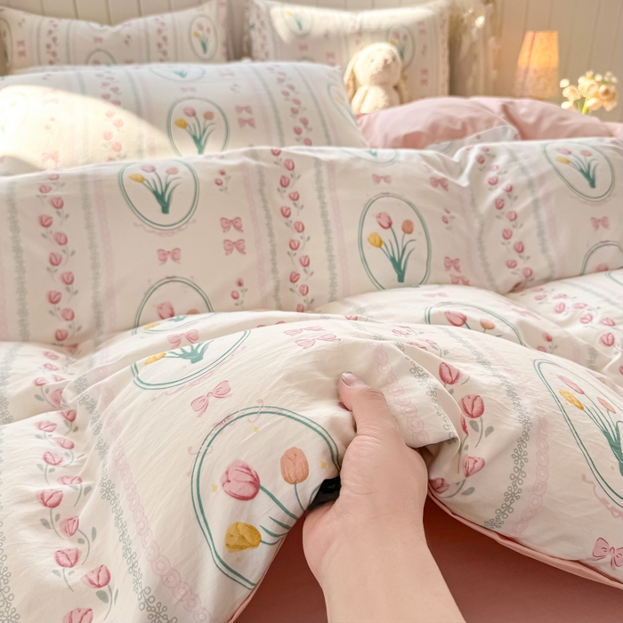 91家纺网 家纺一手货源 找家纺 （总）丝芙妮家居（原乐视家纺） 2025春夏新款水洗皱皱棉印花四件套