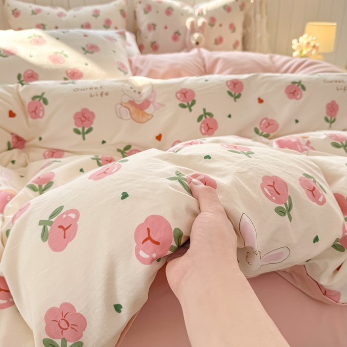 91家纺网 家纺一手货源 找家纺 （总）丝芙妮家居（原乐视家纺） 2025春夏新款水洗皱皱棉印花四件套