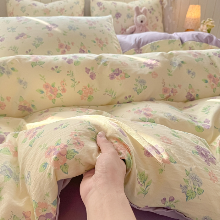 91家纺网 家纺一手货源 找家纺 （总）丝芙妮家居（原乐视家纺） 2025春夏新款水洗皱皱棉印花四件套