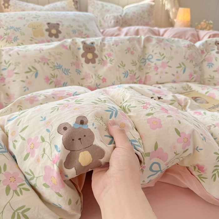 91家纺网 家纺一手货源 找家纺 （总）丝芙妮家居（原乐视家纺） 2025春夏新款水洗皱皱棉印花四件套