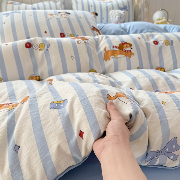 91家纺网 家纺一手货源 找家纺 （总）丝芙妮家居（原乐视家纺） 2025春夏新款水洗皱皱棉印花四件套