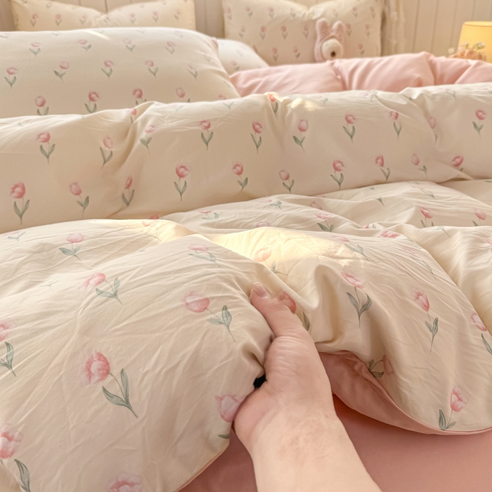 91家纺网 家纺一手货源 找家纺 （总）丝芙妮家居（原乐视家纺） 2025春夏新款水洗皱皱棉印花四件套