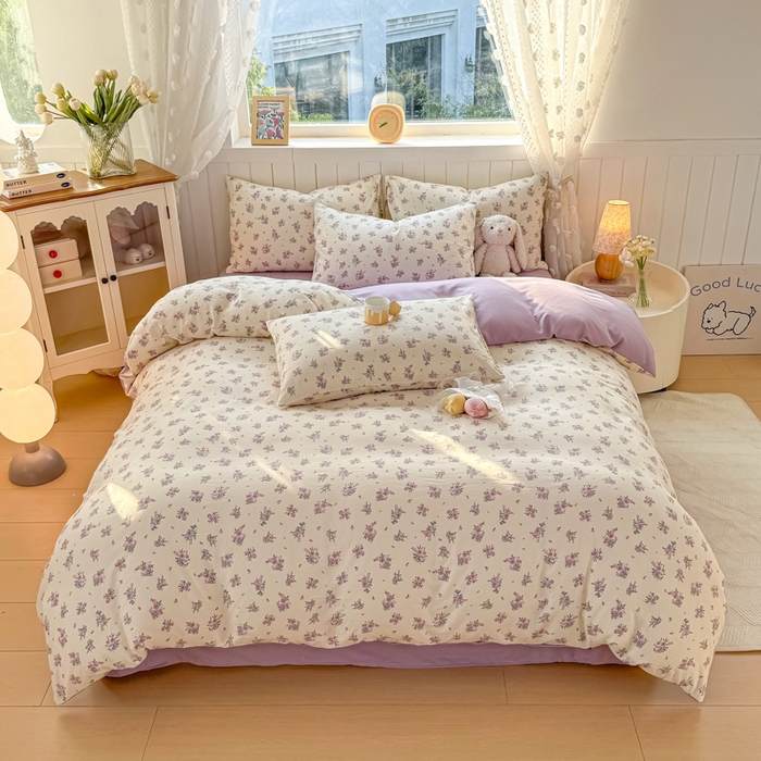 91家纺网 家纺一手货源 找家纺 丝芙妮家居（原乐视家纺） 2025春夏新款水洗皱皱棉印花四件套 初颜