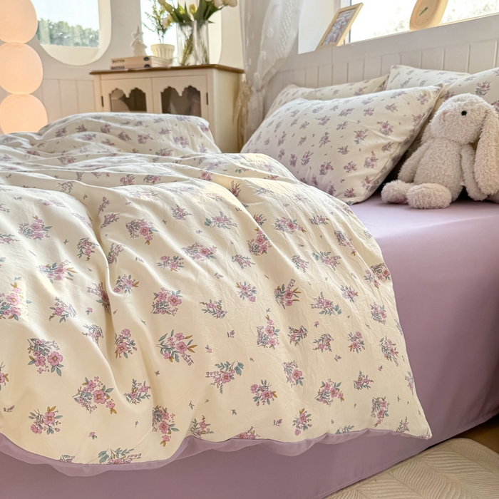 91家纺网 家纺一手货源 找家纺 丝芙妮家居（原乐视家纺） 2025春夏新款水洗皱皱棉印花四件套 初颜