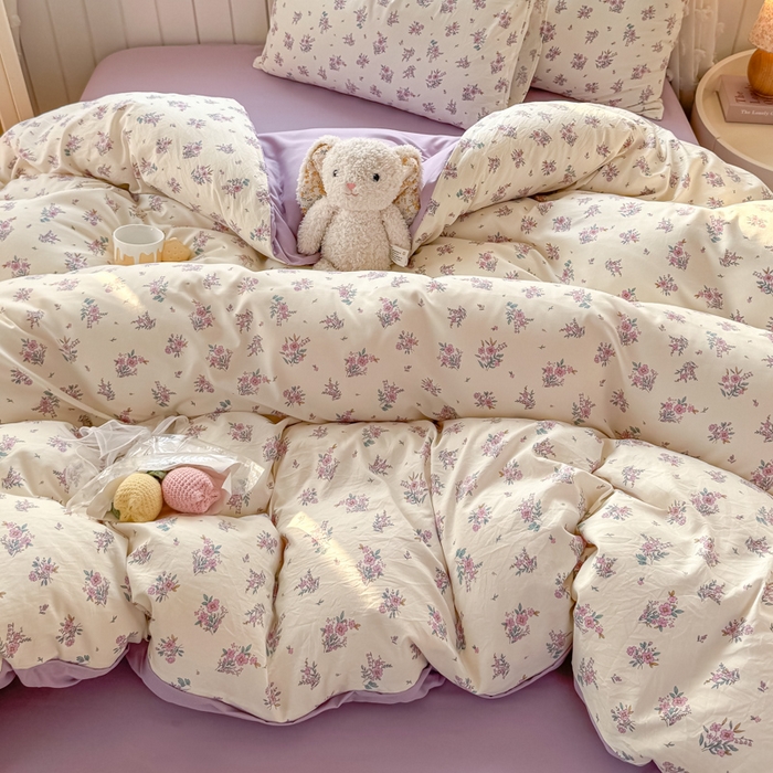 91家纺网 家纺一手货源 找家纺 丝芙妮家居（原乐视家纺） 2025春夏新款水洗皱皱棉印花四件套 初颜