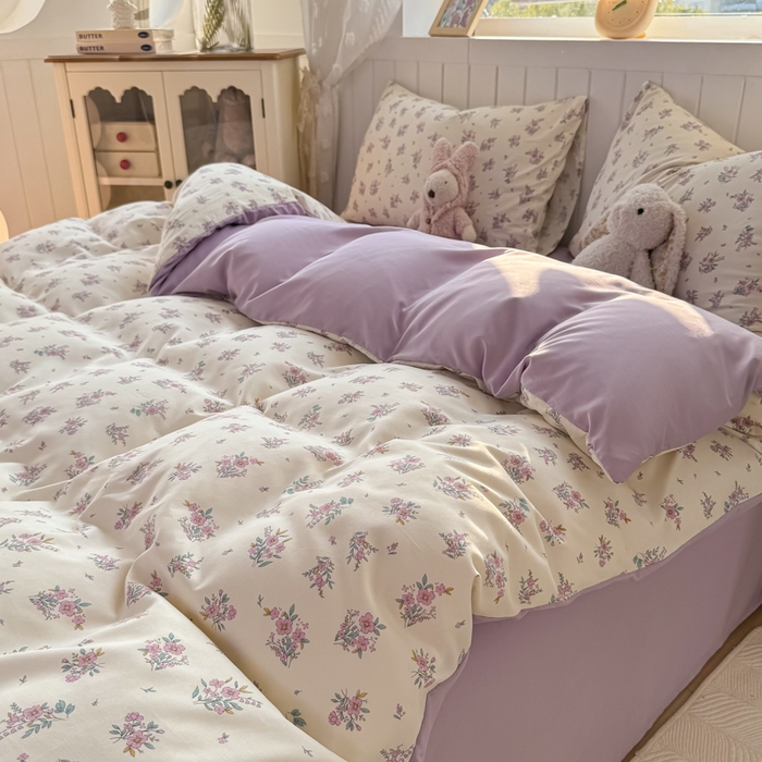 91家纺网 家纺一手货源 找家纺 丝芙妮家居（原乐视家纺） 2025春夏新款水洗皱皱棉印花四件套 初颜