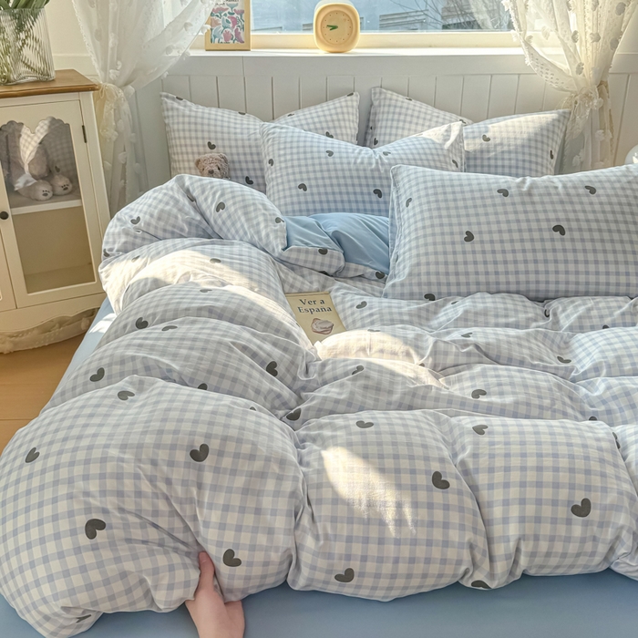 91家纺网 家纺一手货源 找家纺 丝芙妮家居（原乐视家纺） 2025春夏新款水洗皱皱棉印花四件套 初遇