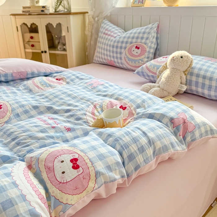 91家纺网 家纺一手货源 找家纺 丝芙妮家居（原乐视家纺） 2025春夏新款水洗皱皱棉印花四件套 蛋糕喵