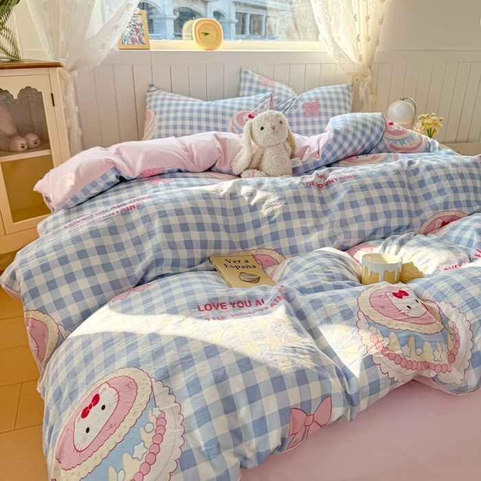 91家纺网 家纺一手货源 找家纺 丝芙妮家居（原乐视家纺） 2025春夏新款水洗皱皱棉印花四件套 蛋糕喵