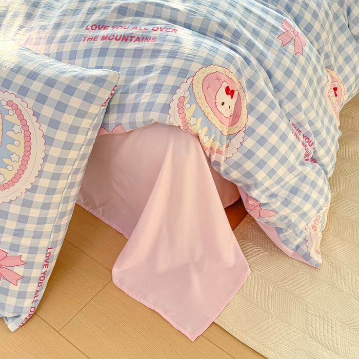 91家纺网 家纺一手货源 找家纺 丝芙妮家居（原乐视家纺） 2025春夏新款水洗皱皱棉印花四件套 蛋糕喵