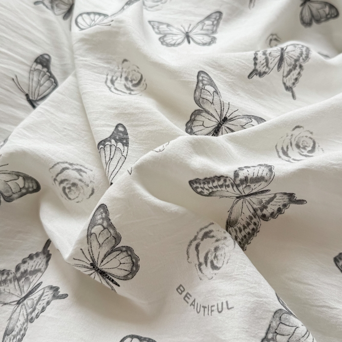 91家纺网 家纺一手货源 找家纺 丝芙妮家居（原乐视家纺） 2025春夏新款水洗皱皱棉印花四件套 蝶舞