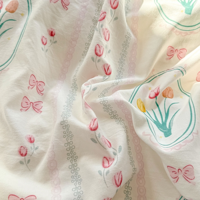 91家纺网 家纺一手货源 找家纺 丝芙妮家居（原乐视家纺） 2025春夏新款水洗皱皱棉印花四件套 粉黛