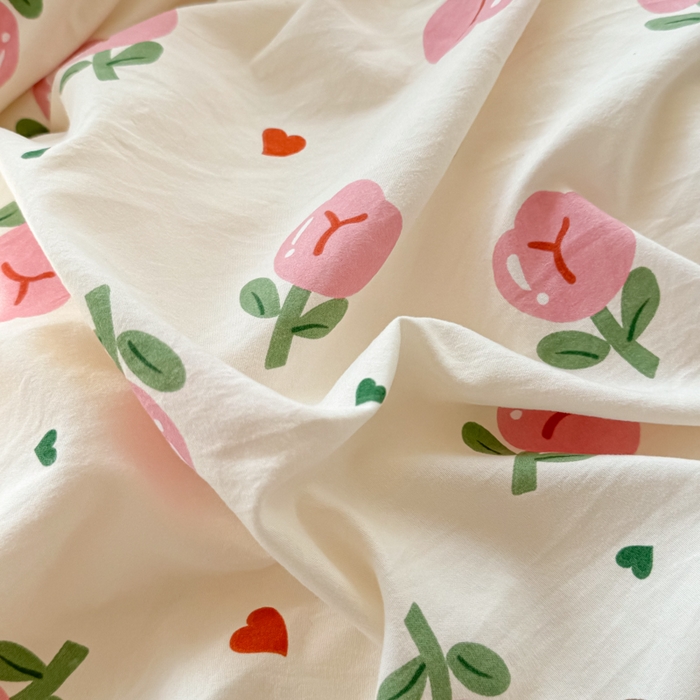 91家纺网 家纺一手货源 找家纺 丝芙妮家居（原乐视家纺） 2025春夏新款水洗皱皱棉印花四件套 花朵朵