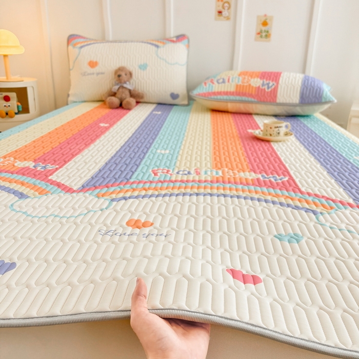 91家纺网 家纺一手货源 找家纺 （总）爱思凯家纺 2025新款【印花成人0.3 乳胶凉席】清新0.3 乳胶条席款