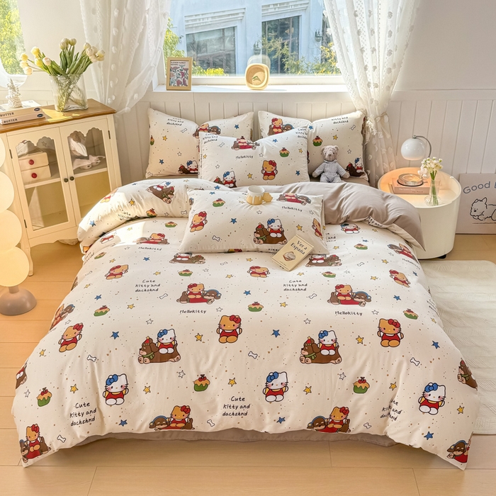 91家纺网 家纺一手货源 找家纺 丝芙妮家居（原乐视家纺） 2025春夏新款水洗皱皱棉印花四件套 凯蒂