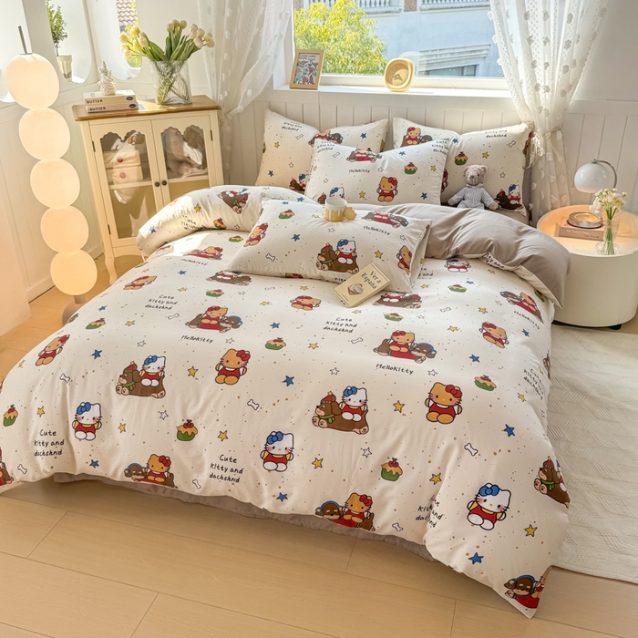 91家纺网 家纺一手货源 找家纺 丝芙妮家居（原乐视家纺） 2025春夏新款水洗皱皱棉印花四件套 凯蒂