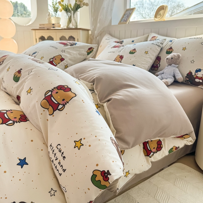 91家纺网 家纺一手货源 找家纺 丝芙妮家居（原乐视家纺） 2025春夏新款水洗皱皱棉印花四件套 凯蒂