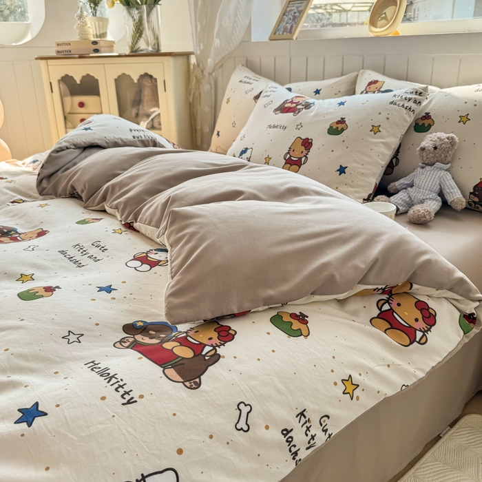 91家纺网 家纺一手货源 找家纺 丝芙妮家居（原乐视家纺） 2025春夏新款水洗皱皱棉印花四件套 凯蒂