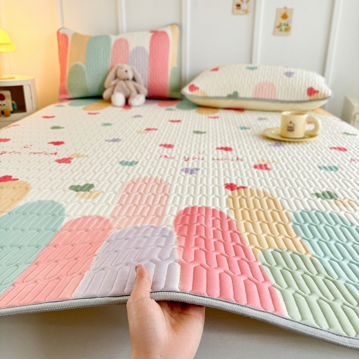 91家纺网 家纺一手货源 找家纺 （总）爱思凯家纺 2025新款【印花成人0.3 乳胶凉席】清新0.3 乳胶条席款