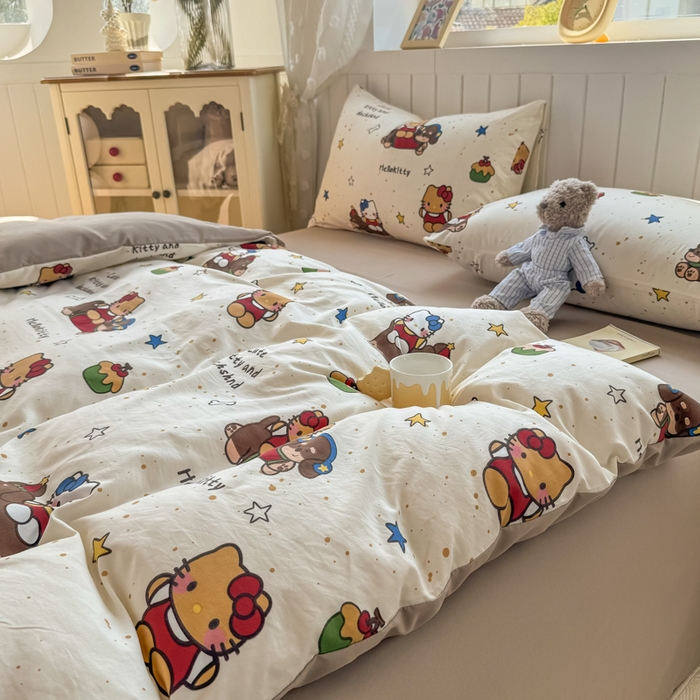 91家纺网 家纺一手货源 找家纺 丝芙妮家居（原乐视家纺） 2025春夏新款水洗皱皱棉印花四件套 凯蒂