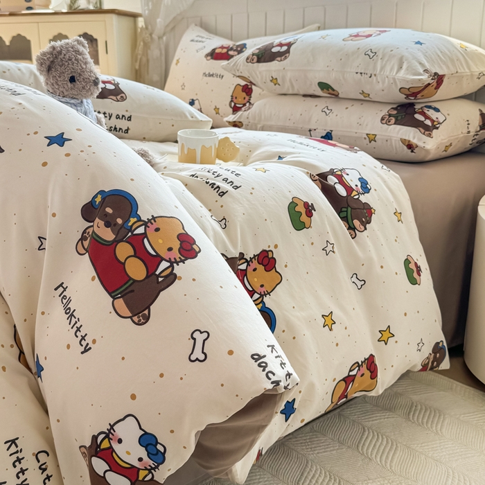 91家纺网 家纺一手货源 找家纺 丝芙妮家居（原乐视家纺） 2025春夏新款水洗皱皱棉印花四件套 凯蒂