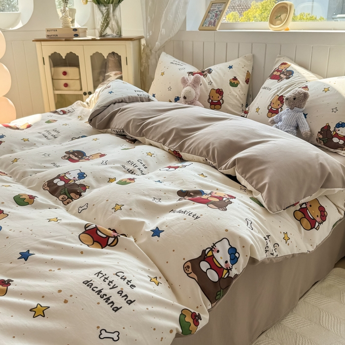 91家纺网 家纺一手货源 找家纺 丝芙妮家居（原乐视家纺） 2025春夏新款水洗皱皱棉印花四件套 凯蒂