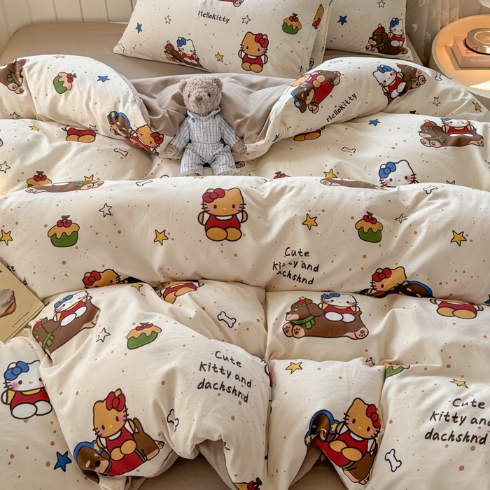 91家纺网 家纺一手货源 找家纺 丝芙妮家居（原乐视家纺） 2025春夏新款水洗皱皱棉印花四件套 凯蒂