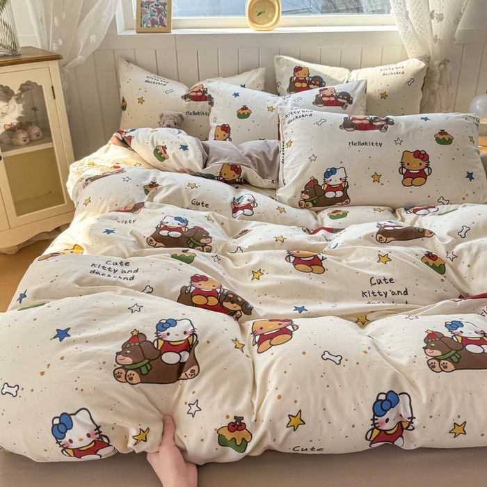 91家纺网 家纺一手货源 找家纺 丝芙妮家居（原乐视家纺） 2025春夏新款水洗皱皱棉印花四件套 凯蒂