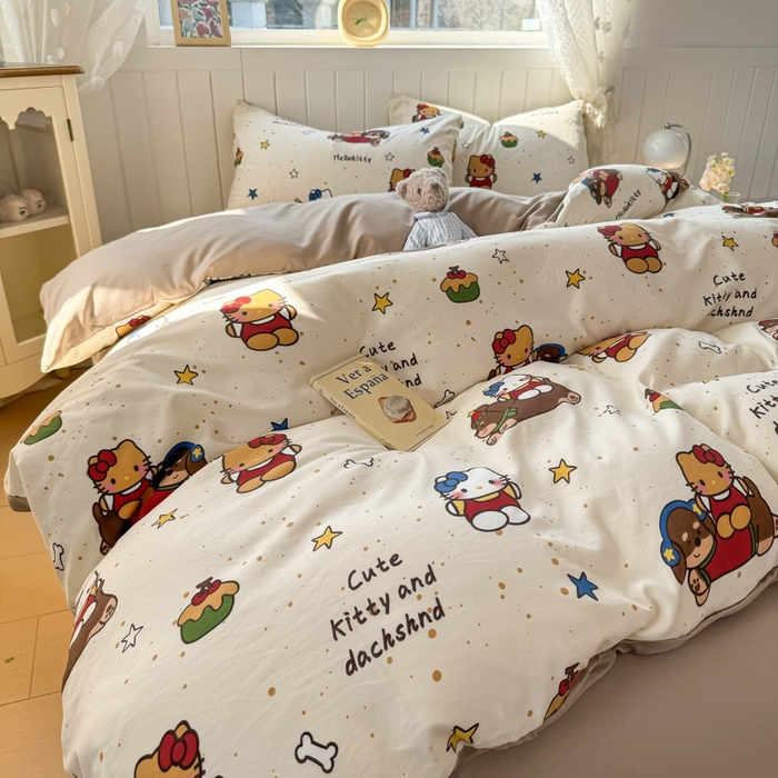 91家纺网 家纺一手货源 找家纺 丝芙妮家居（原乐视家纺） 2025春夏新款水洗皱皱棉印花四件套 凯蒂