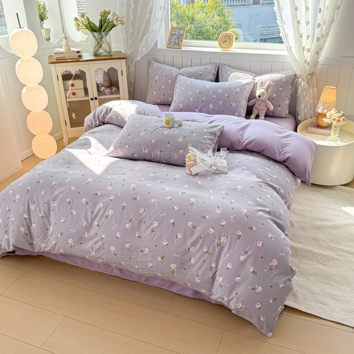 91家纺网 家纺一手货源 找家纺 丝芙妮家居（原乐视家纺） 2025春夏新款水洗皱皱棉印花四件套 觅恋