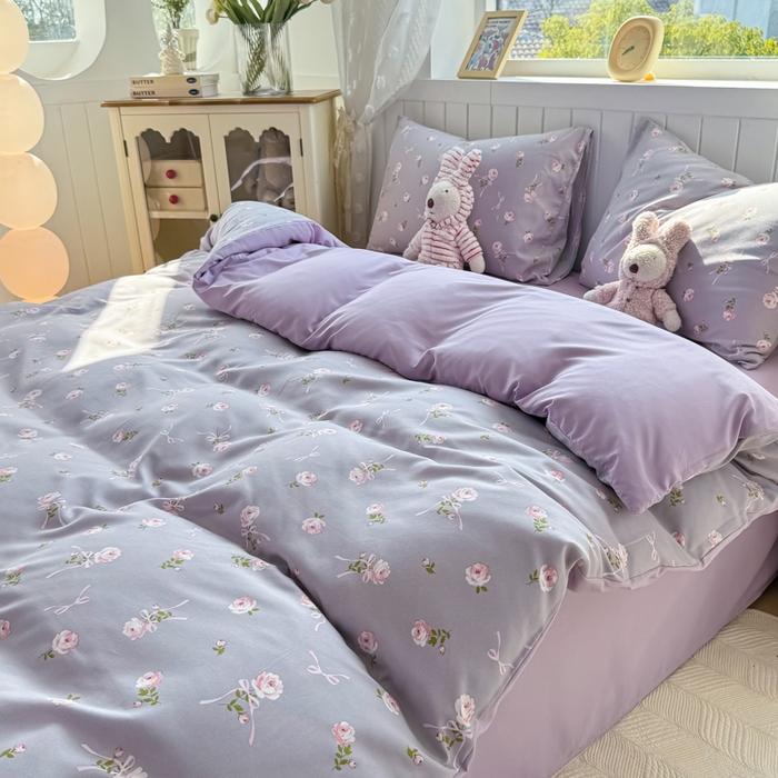 91家纺网 家纺一手货源 找家纺 丝芙妮家居（原乐视家纺） 2025春夏新款水洗皱皱棉印花四件套 觅恋