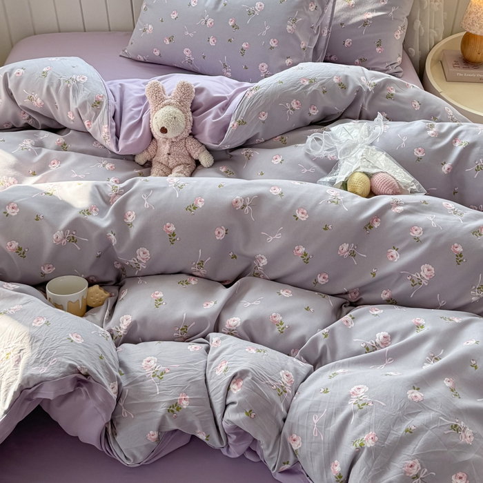 91家纺网 家纺一手货源 找家纺 丝芙妮家居（原乐视家纺） 2025春夏新款水洗皱皱棉印花四件套 觅恋