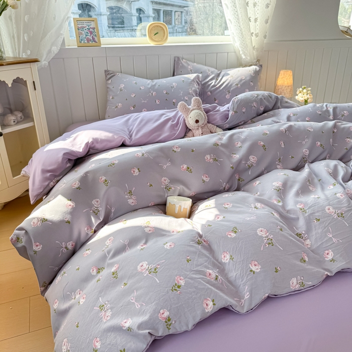 91家纺网 家纺一手货源 找家纺 丝芙妮家居（原乐视家纺） 2025春夏新款水洗皱皱棉印花四件套 觅恋