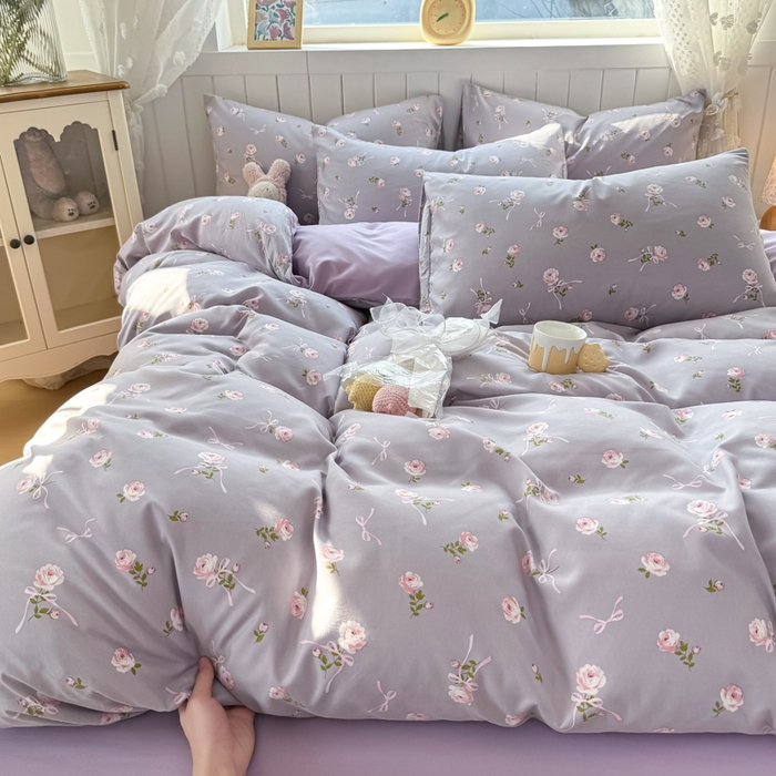 91家纺网 家纺一手货源 找家纺 丝芙妮家居（原乐视家纺） 2025春夏新款水洗皱皱棉印花四件套 觅恋