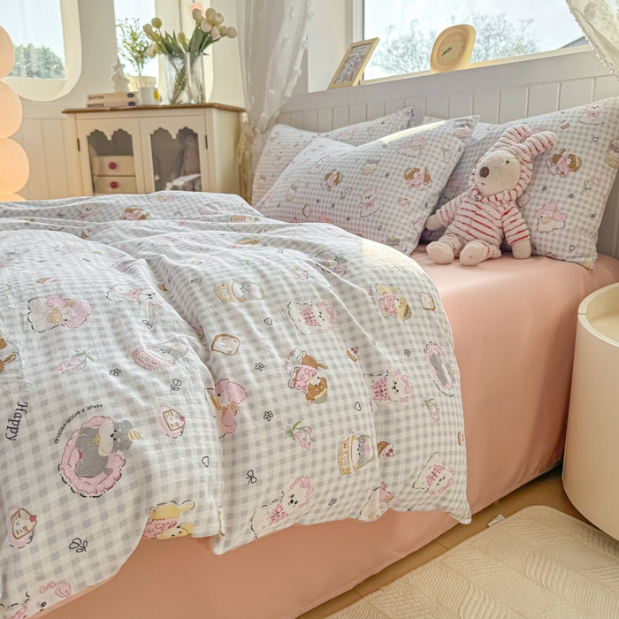 91家纺网 家纺一手货源 找家纺 丝芙妮家居（原乐视家纺） 2025春夏新款水洗皱皱棉印花四件套 奶芙