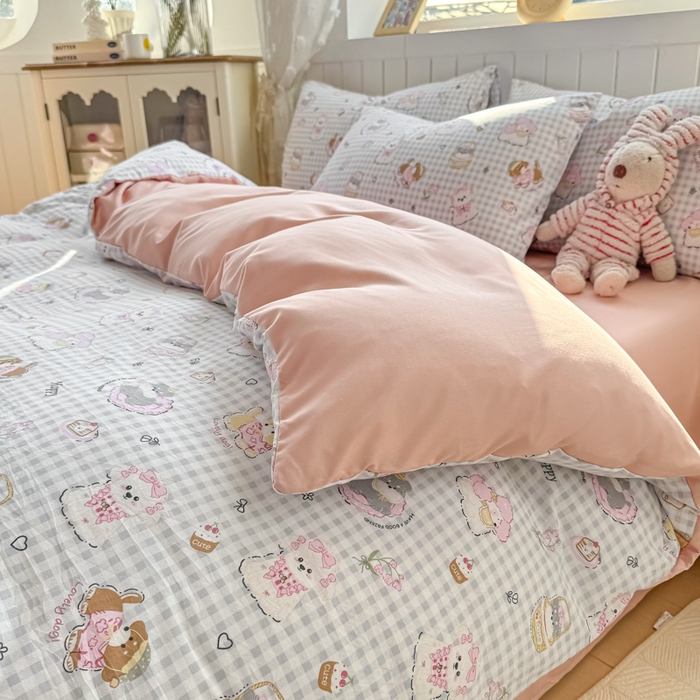 91家纺网 家纺一手货源 找家纺 丝芙妮家居（原乐视家纺） 2025春夏新款水洗皱皱棉印花四件套 奶芙