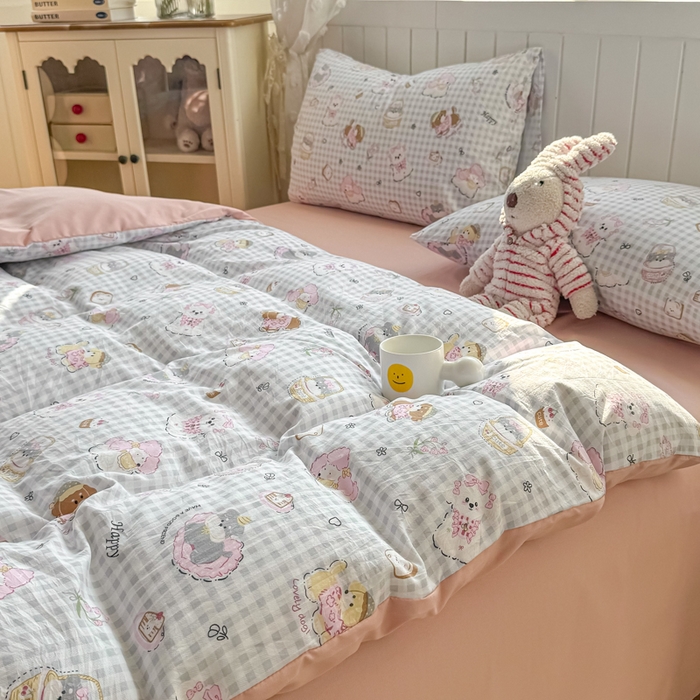 91家纺网 家纺一手货源 找家纺 丝芙妮家居（原乐视家纺） 2025春夏新款水洗皱皱棉印花四件套 奶芙