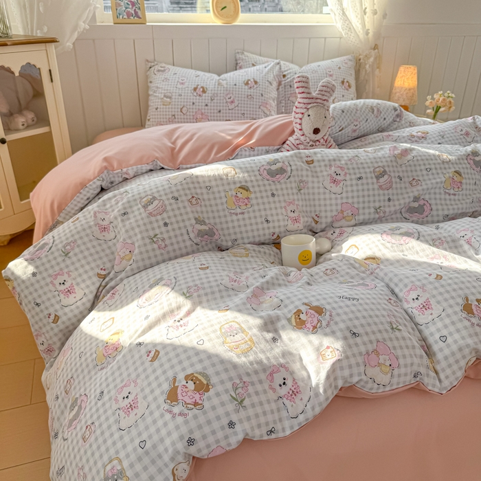 91家纺网 家纺一手货源 找家纺 丝芙妮家居（原乐视家纺） 2025春夏新款水洗皱皱棉印花四件套 奶芙