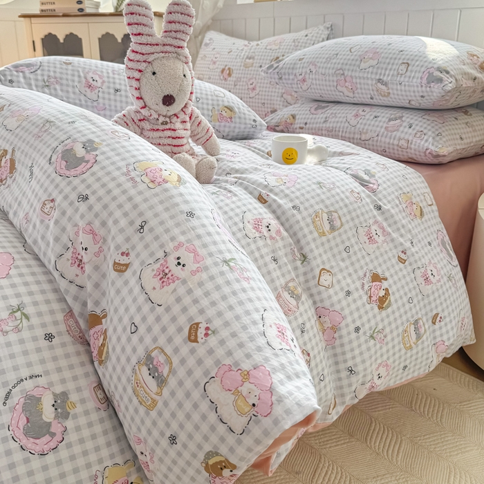 91家纺网 家纺一手货源 找家纺 丝芙妮家居（原乐视家纺） 2025春夏新款水洗皱皱棉印花四件套 奶芙