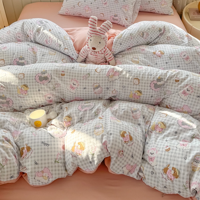 91家纺网 家纺一手货源 找家纺 丝芙妮家居（原乐视家纺） 2025春夏新款水洗皱皱棉印花四件套 奶芙