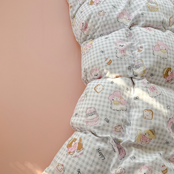 91家纺网 家纺一手货源 找家纺 丝芙妮家居（原乐视家纺） 2025春夏新款水洗皱皱棉印花四件套 奶芙